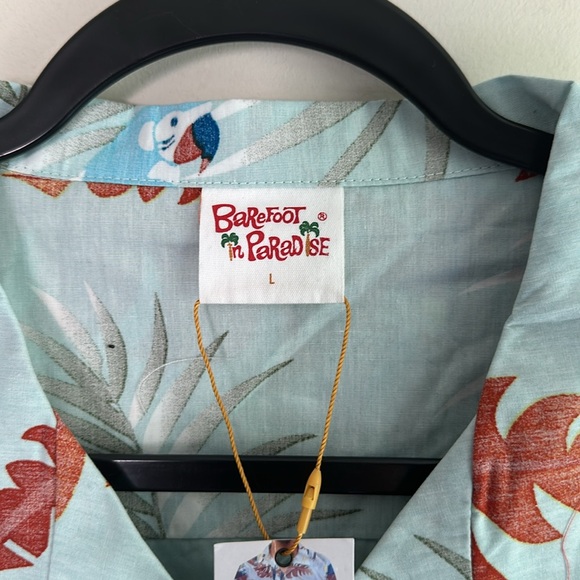 NWT Barefoot In Paradise Blue Hawaiian Button Down Shirt - Picture 5 of 5